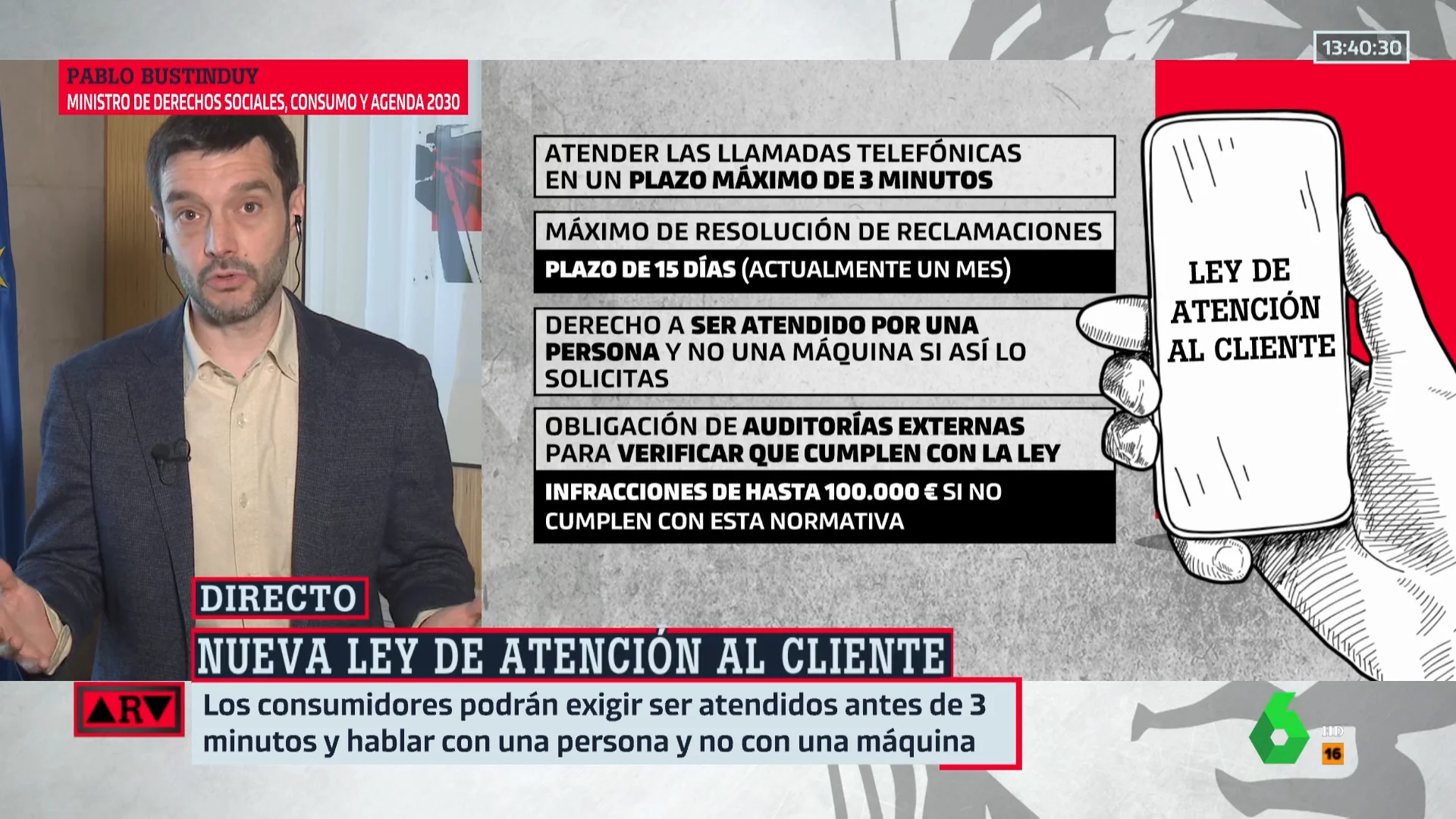 Derecho a ser atendido por una persona y fijar un tiempo máximo de respuesta: Bustinduy da las claves de la ley de atención al cliente