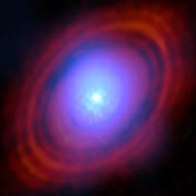 Vapor de agua en tonos azules en el disco que rodea la estrella HL Tauri
