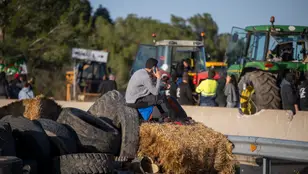 Los agricultores continúan los cortes de carretera en la autopista AP-7 a la altura de Pontós, a 29 de febrero de 2024, en Pontós, Girona, Catalunya (España). 