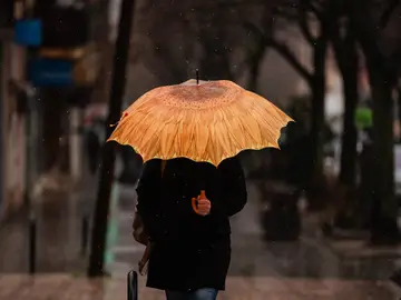 Una persona se protege de la lluvia con paraguas, a 19 de enero de 2024, en Madrid (España).