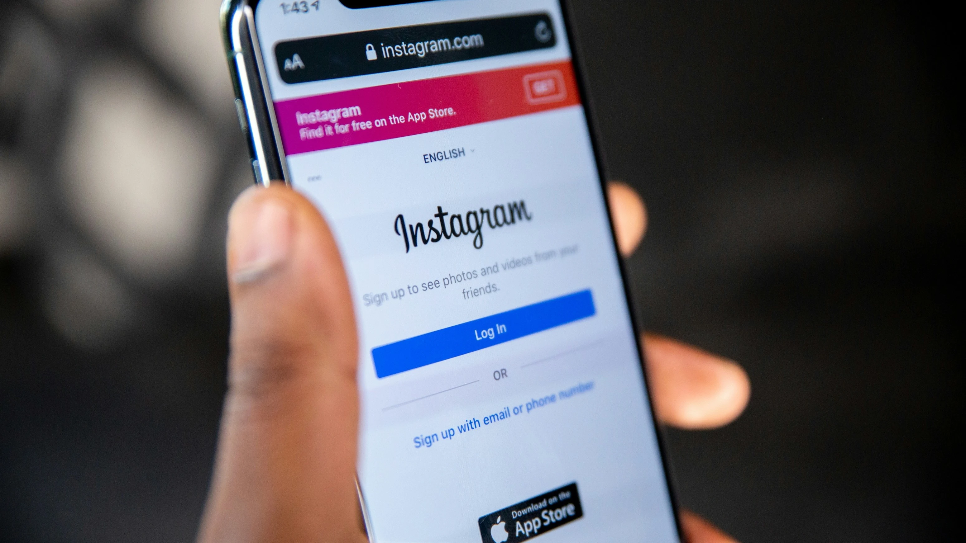 Interfaz de la aplicación de Instagram.