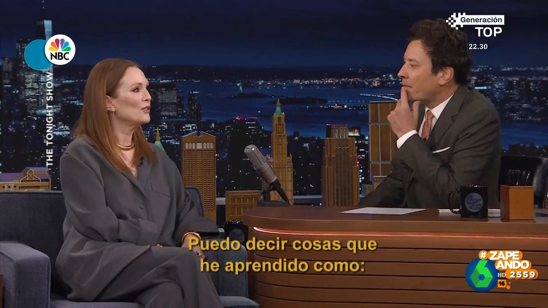 Julianne Moore muestra a Jimmy Fallon sus avances con el español: "Estoy trabajando duro con Duolingo"