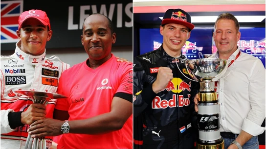 Hamilton y Verstappen con sus padres Hamilton y Verstappen con sus padres