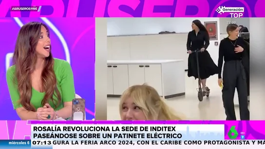 Rosalía visita las oficinas de Inditex de la mano de Marta Ortega a bordo de un patinete eléctrico Rosalía visita las oficinas de Inditex de la mano de Marta Ortega a bordo de un patinete eléctrico