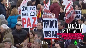 La mayoría absoluta de Aznar marcada por grandes manifestaciones: el unánime "no a la guerra" o el desastre del Prestige"
