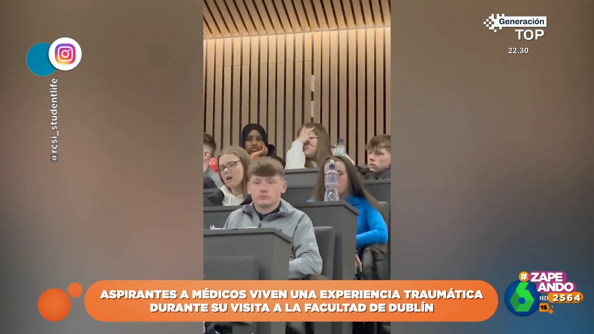 Zapeando analiza las muecas y gestos de horror de un grupo de aspirantes a estudiantes de Medicina, al ver en la facultad de Dublín un vídeo de una cesárea. La divertida anécdota de Dani Mateo al respecto, en este vídeo.