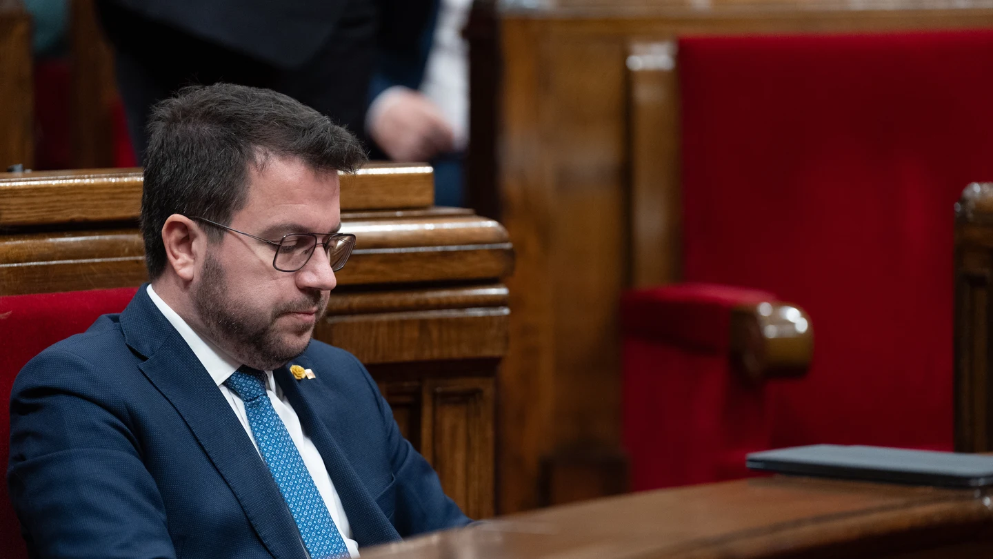 El president catalán, Pere Aragonès, durante el debate a la totalidad de los Presupuestos 2024 El president catalán, Pere Aragonès, durante el debate a la totalidad de los Presupuestos 2024