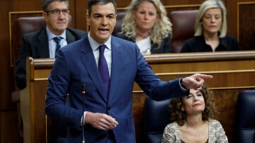 El presidente del Gobierno, Pedro Sánchez, interviene durante la sesión de control al Gobierno