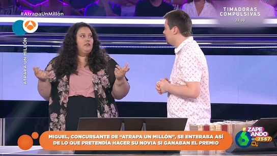 Un concursante se entera en Atrapa un millón de a qué quiere destinar su pareja parte del premio Un concursante se entera en Atrapa un millón de a qué quiere destinar su pareja parte del premio
