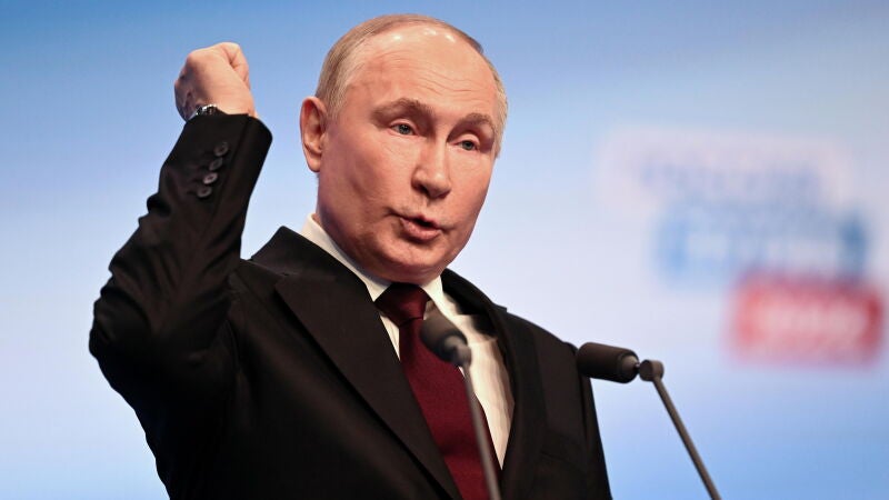 El presidente de Rusia, Vladímir Putin, en un discurso tras ganar las elecciones presidenciales