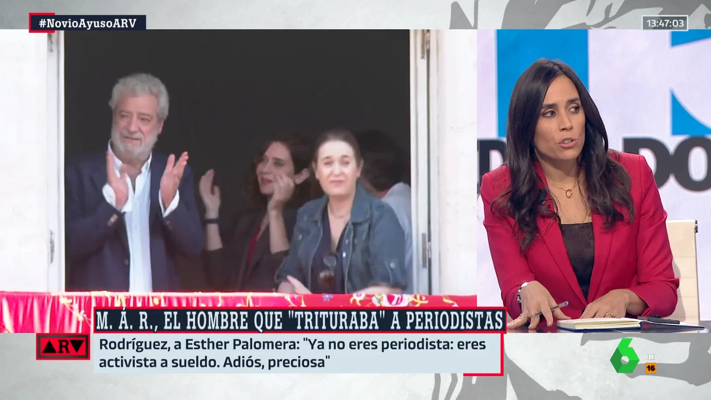 ARV - Pilar velasco reprende a Miguel Ángel Rodríguez (jefe de gabinete de Ayuso): "La presión que ejerce sobre Esther Palomera es intolerable" ARV - Pilar velasco reprende a Miguel Ángel Rodríguez (jefe de gabinete de Ayuso): "La presión que ejerce sobre Esther Palomera es intolerable"