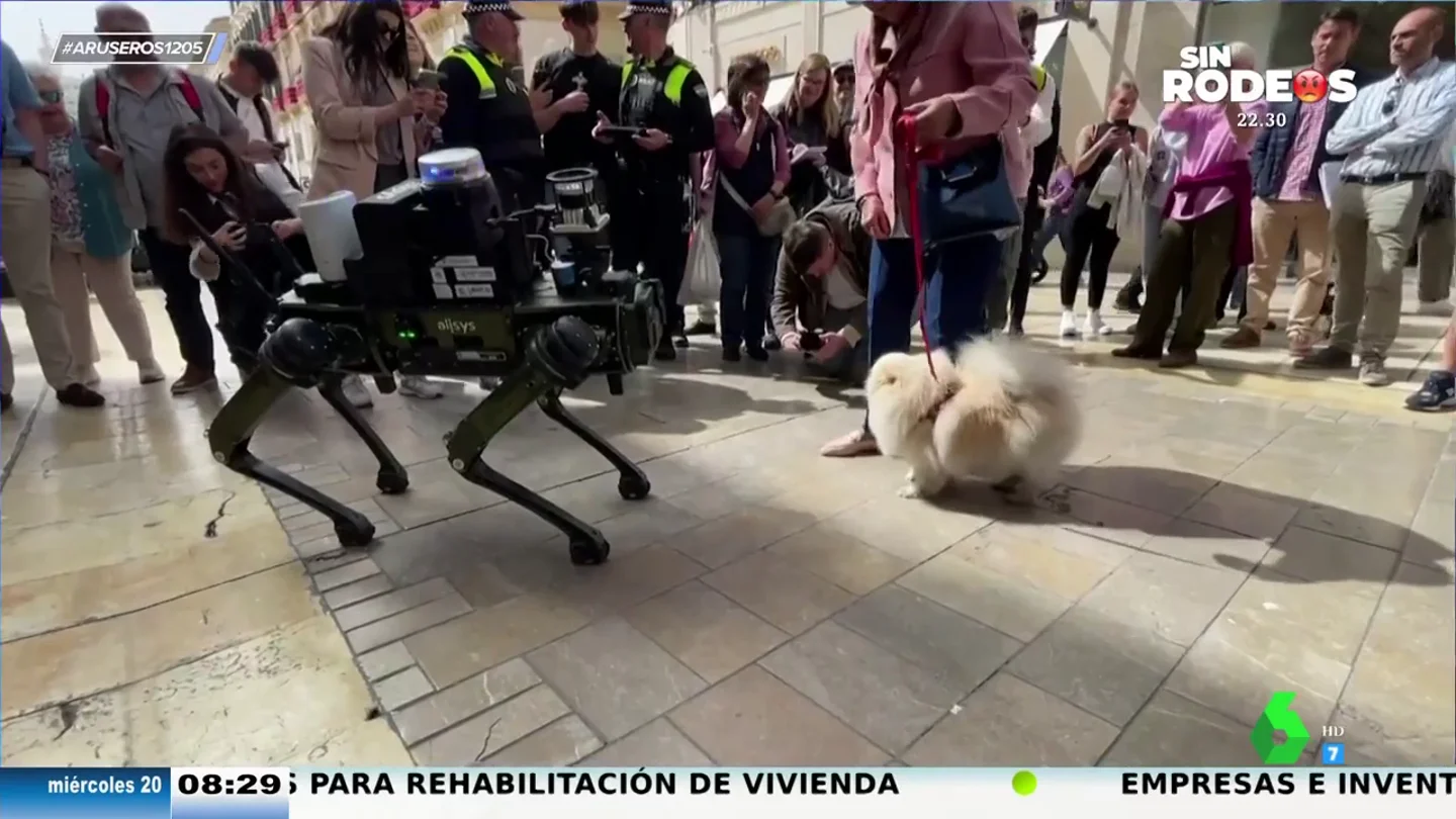 El perro robot, un nuevo "agente" de policía por las calles de Málaga El perro robot, un nuevo "agente" de policía por las calles de Málaga