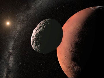 Ilustración de un asteroide próximo a Marte