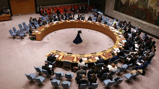Plano general del Consejo de Seguridad de la ONU de este viernes donde se pidió un alto el fuego en Gaza Plano general del Consejo de Seguridad de la ONU de este viernes donde se pidió un alto el fuego en Gaza