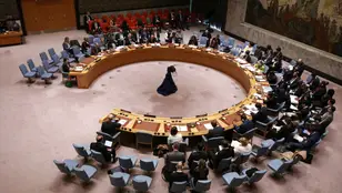Plano general del Consejo de Seguridad de la ONU de este viernes donde se pidió un alto el fuego en Gaza