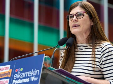 La candidata a lehendakari, Miren Gorrotxategi, durante un acto de Elkarrekin Podemos-Alianza Verde.