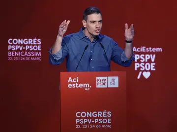 El presidente del Gobierno, Pedro Sánchez, en el congreso del PSPV