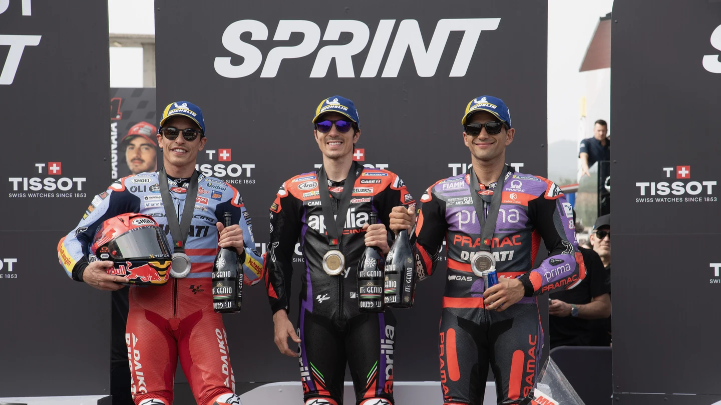 Marc Márquez, Maverick Viñales y Jorge Martín Marc Márquez, Maverick Viñales y Jorge Martín