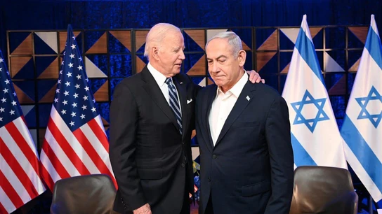 Imagen de un encuentro entre Biden y Netanyahu. Imagen de un encuentro entre Biden y Netanyahu.