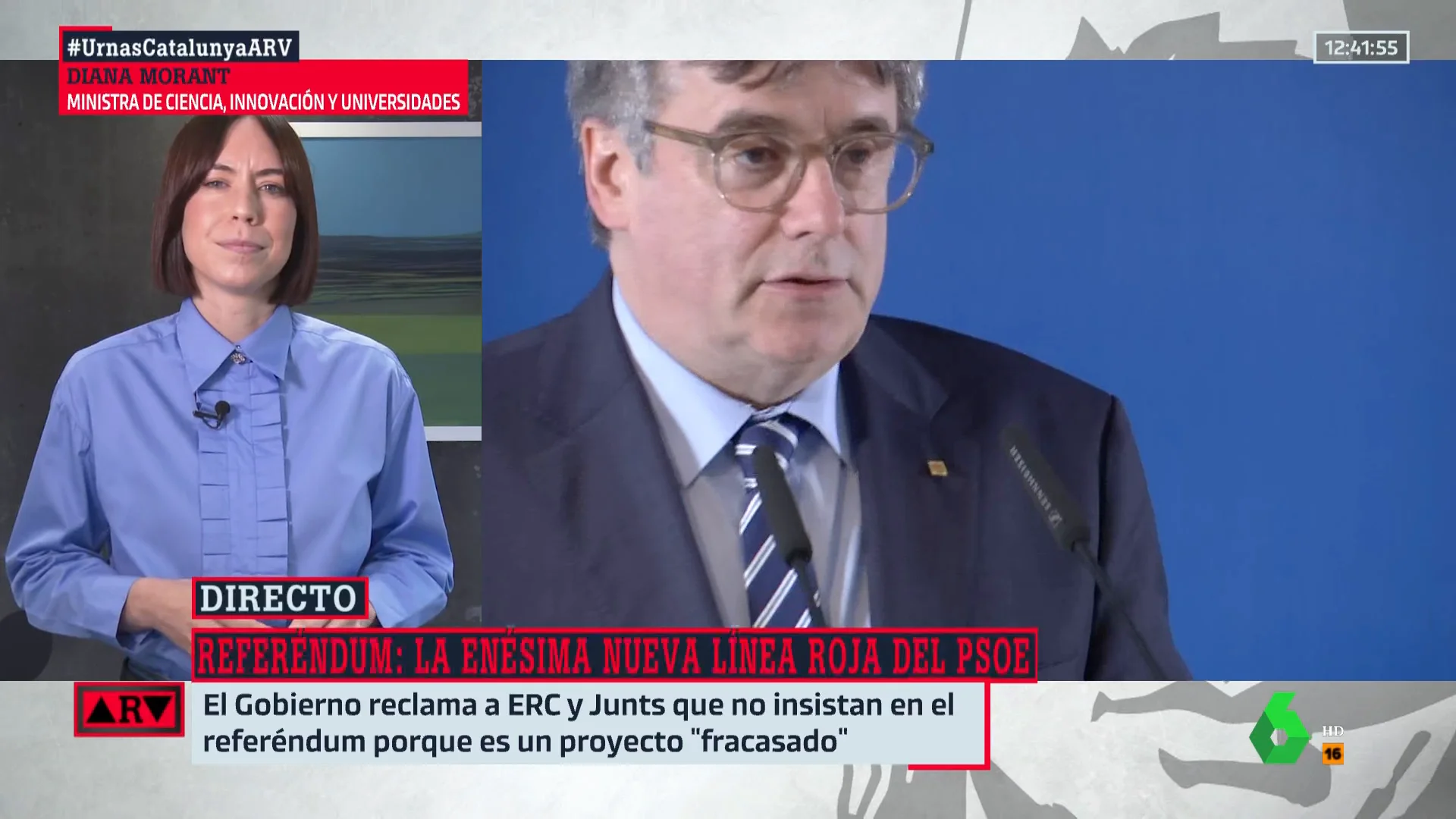 Diana Morant insiste en la línea roja del Gobierno con ERC y Junts: "No estamos por el referéndum"