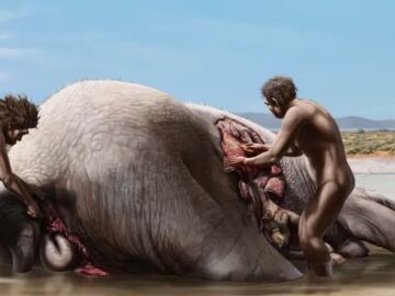 Recreación de la explotación del mamut 