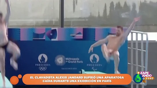 Caída del clavadista Alexis Jandrad en la inauguración del centro acuático de los Juegos Olímpicos Caída del clavadista Alexis Jandrad en la inauguración del centro acuático de los Juegos Olímpicos