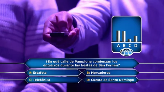 El público rescata a un concursante de ¿Quién quiere ser millonario? del 'toro' de los sanfermines: así lo sacan de su error 'in extremis' El público rescata a un concursante de ¿Quién quiere ser millonario? del 'toro' de los sanfermines: así lo sacan de su error 'in extremis'