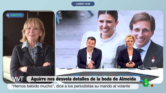 Esperanza Aguirre aclara que su marido no bebi&oacute; en la boda de Almeida: "No s&eacute; si llegaremos a las bodas de oro"