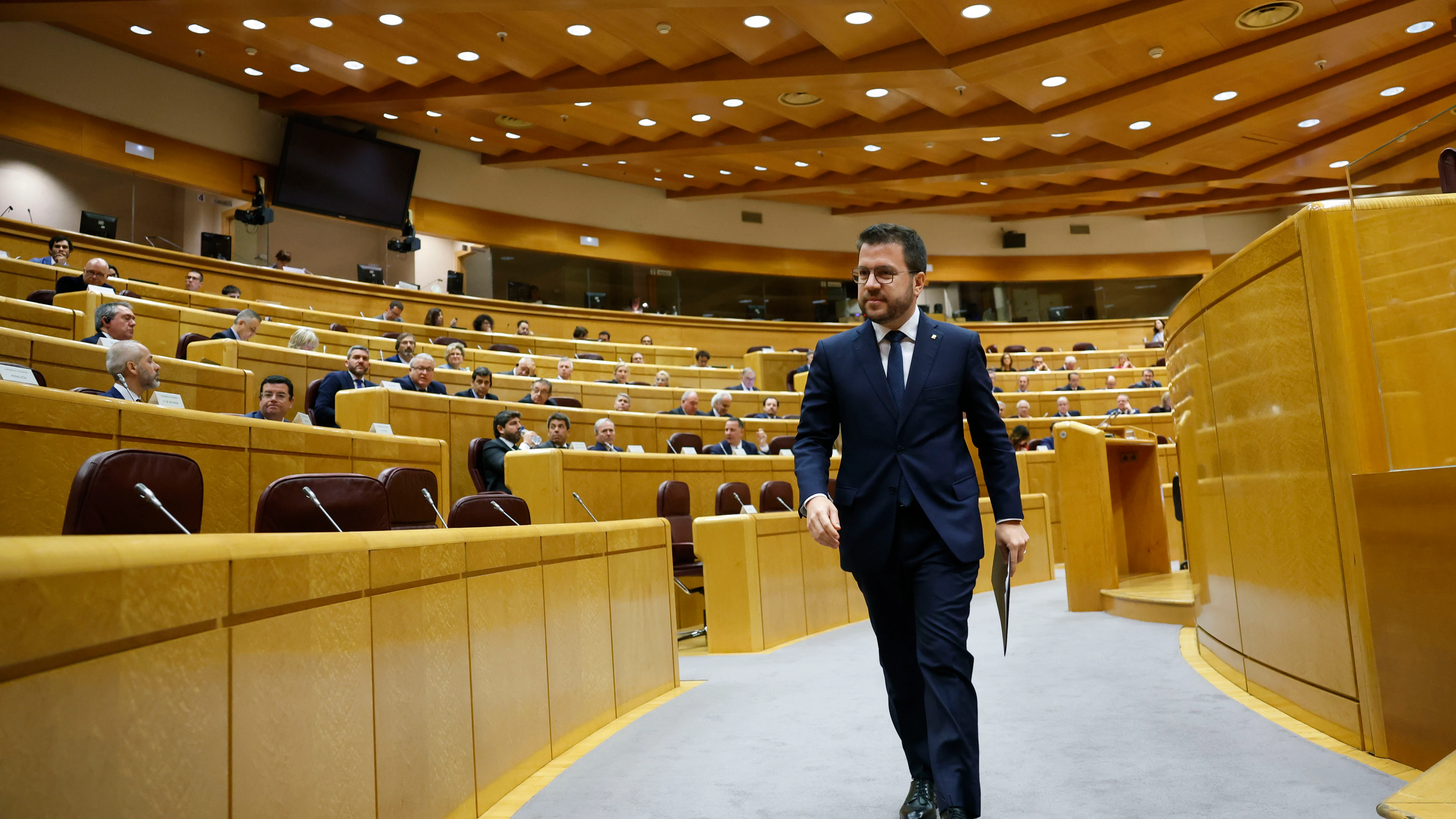 El president de la Generalitat, Pere Aragonès, comparece en el Senado