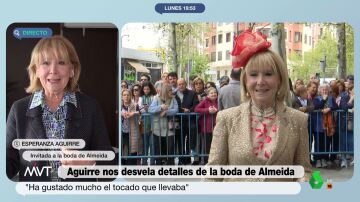 Esperanza Aguirre, sobre su tocado en la boda de Almeida: "Mi madre estaba estupenda pero yo no estaba tan bien"
