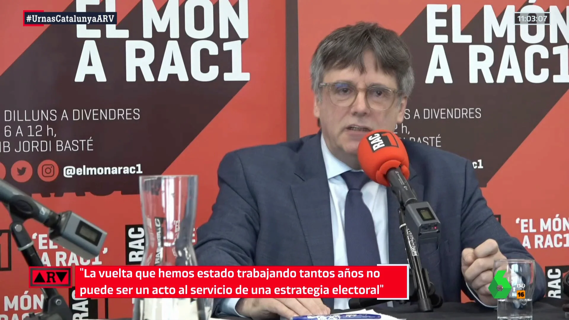 Puigdemont en una entrevista en RAC 1