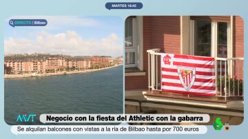 Hasta 1.000 euros por un balcón con vistas a la ría: así es el negocio de la fiebre por ver la gabarra del Athletic