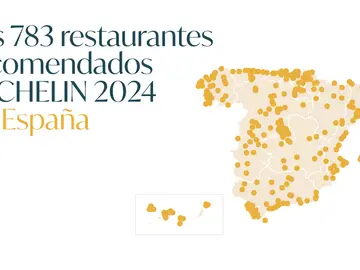 Mapa restaurantes recomendados de la Guía Michelin 2024 Mapa restaurantes recomendados de la Guía Michelin 2024