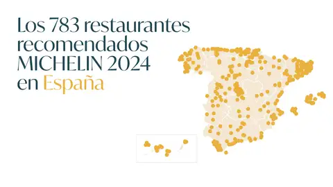 Mapa restaurantes recomendados de la Guía Michelin 2024