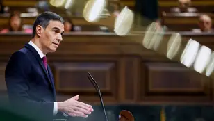 El presidente del Gobierno, Pedro Sánchez, interviene durante la sesión de control al Ejecutivo este miércoles en el Congreso. 