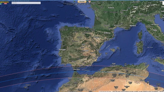 Franja en la que se podrá ver en su totalidad el eclipse solar de 2027 Franja en la que se podrá ver en su totalidad el eclipse solar de 2027
