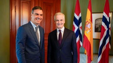 El presidente del Gobierno, Pedro Sánchez, junto al primer ministro de Noruega, Jonas Gahr Store 