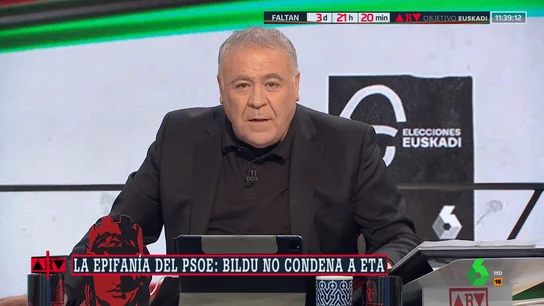 Ferreras señala que Bildu sigue sin completar "el recorrido ético" que se le exige: "ETA ya no existe pero no se atreven a condenarlo" Ferreras señala que Bildu sigue sin completar "el recorrido ético" que se le exige: "ETA ya no existe pero no se atreven a condenarlo"
