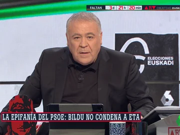 Ferreras señala que Bildu sigue sin completar "el recorrido ético" que se le exige: "ETA ya no existe pero no se atreven a condenarlo" Ferreras señala que Bildu sigue sin completar "el recorrido ético" que se le exige: "ETA ya no existe pero no se atreven a condenarlo"