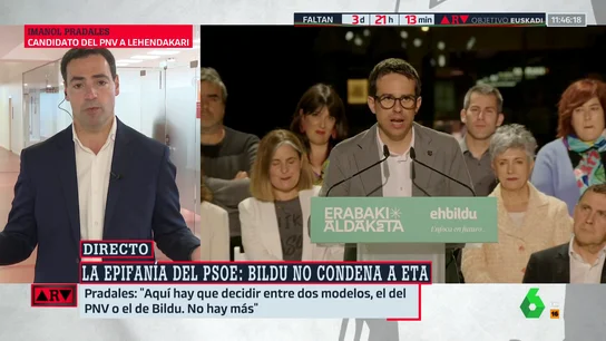ARV- Pradales (PNV) acusa a Otxandiano (Bildu) de tener "la asignatura ética pendiente": "No reconocen a las víctimas de ETA" ARV- Pradales (PNV) acusa a Otxandiano (Bildu) de tener "la asignatura ética pendiente": "No reconocen a las víctimas de ETA"