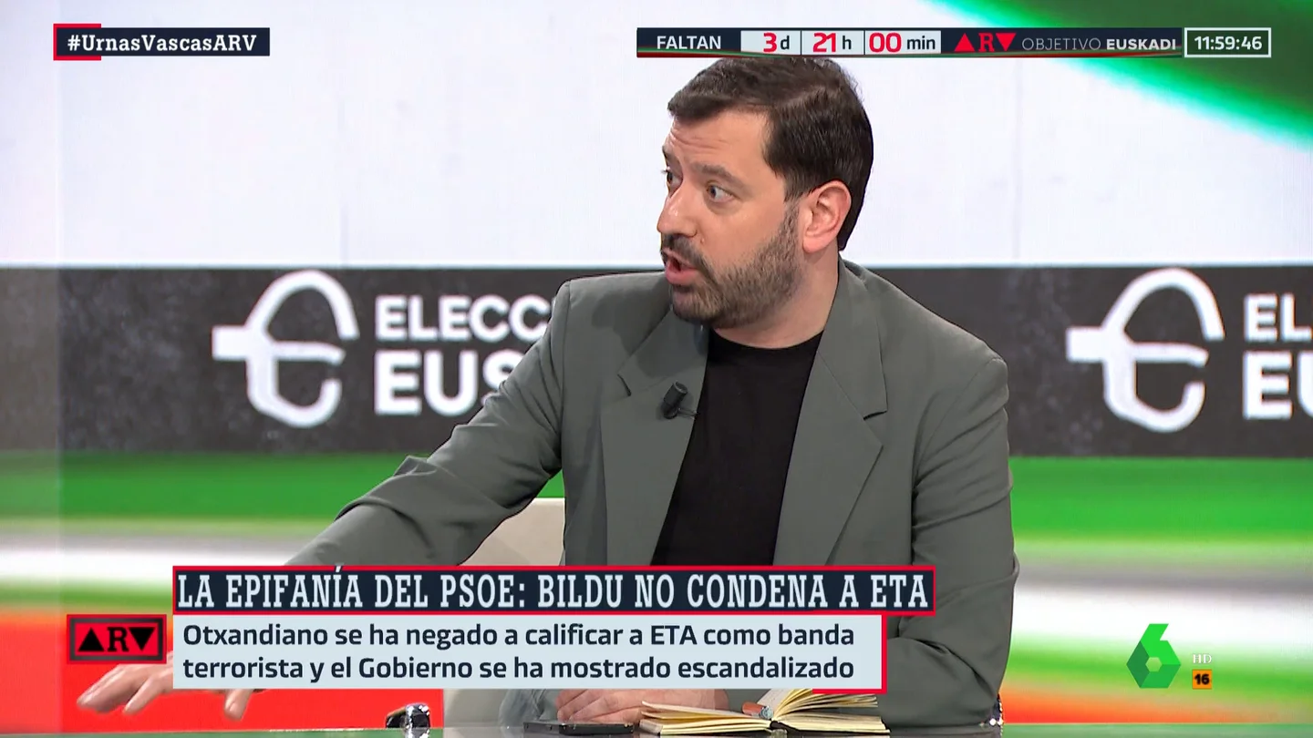 La reflexión de Valdivia sobre Bildu: "Arrasa entre los jóvenes porque habla de los temas que interesan, pero deberían condenar a ETA" La reflexión de Valdivia sobre Bildu: "Arrasa entre los jóvenes porque habla de los temas que interesan, pero deberían condenar a ETA"