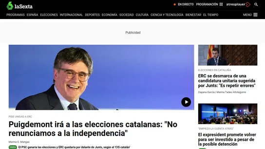 Portada de laSexta.com Portada de laSexta.com