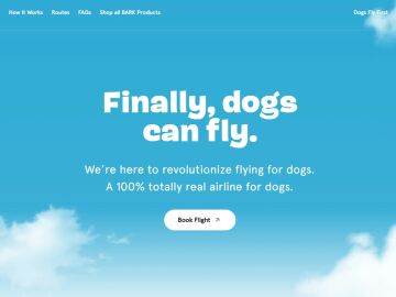 Página web de la aerolíneas Bark Air