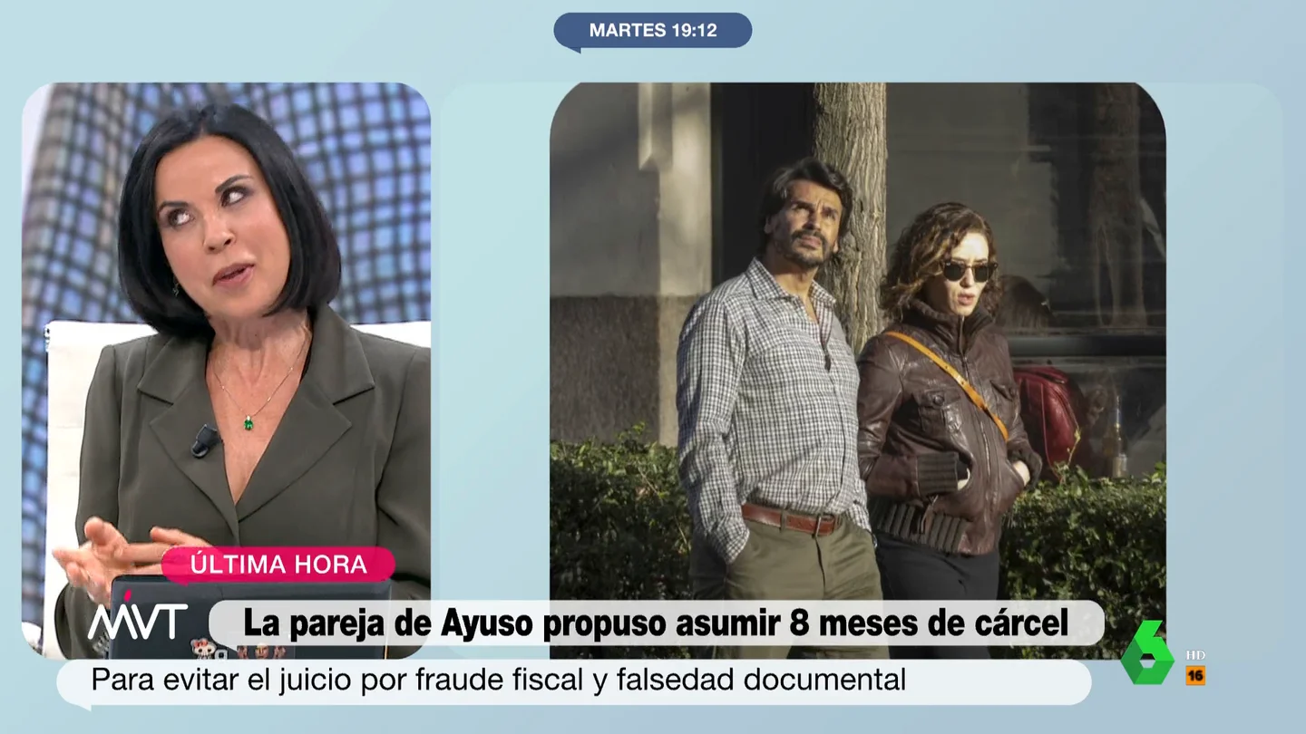 Beatriz de Vicente, a la pareja de Ayuso: "No se pueden regularizar las facturas falsas, o las destruyes o te las comes" En este vídeo, Más Vale Tarde analiza con Alfonso Pérez Medina y Beatriz de Vicente la noticia de que el novio de Isabel Díaz Ayuso habría propuesto admitir 8 meses de cárcel y el pago de 525.000 euros para evitar el juicio.
