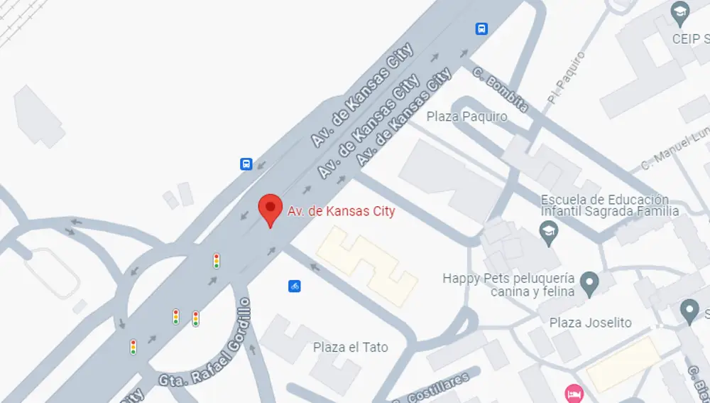 Avenida de Kansas City en Sevilla en Google Maps