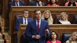 El presidente del Gobierno, Pedro Sánchez, en la sesión de control