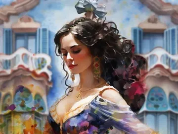 Detalle del cartel de la Feria de Abril de Barcelona Detalle del cartel de la Feria de Abril de Barcelona