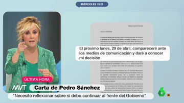 Cristina Pardo reacciona a la carta de Pedro Sánchez