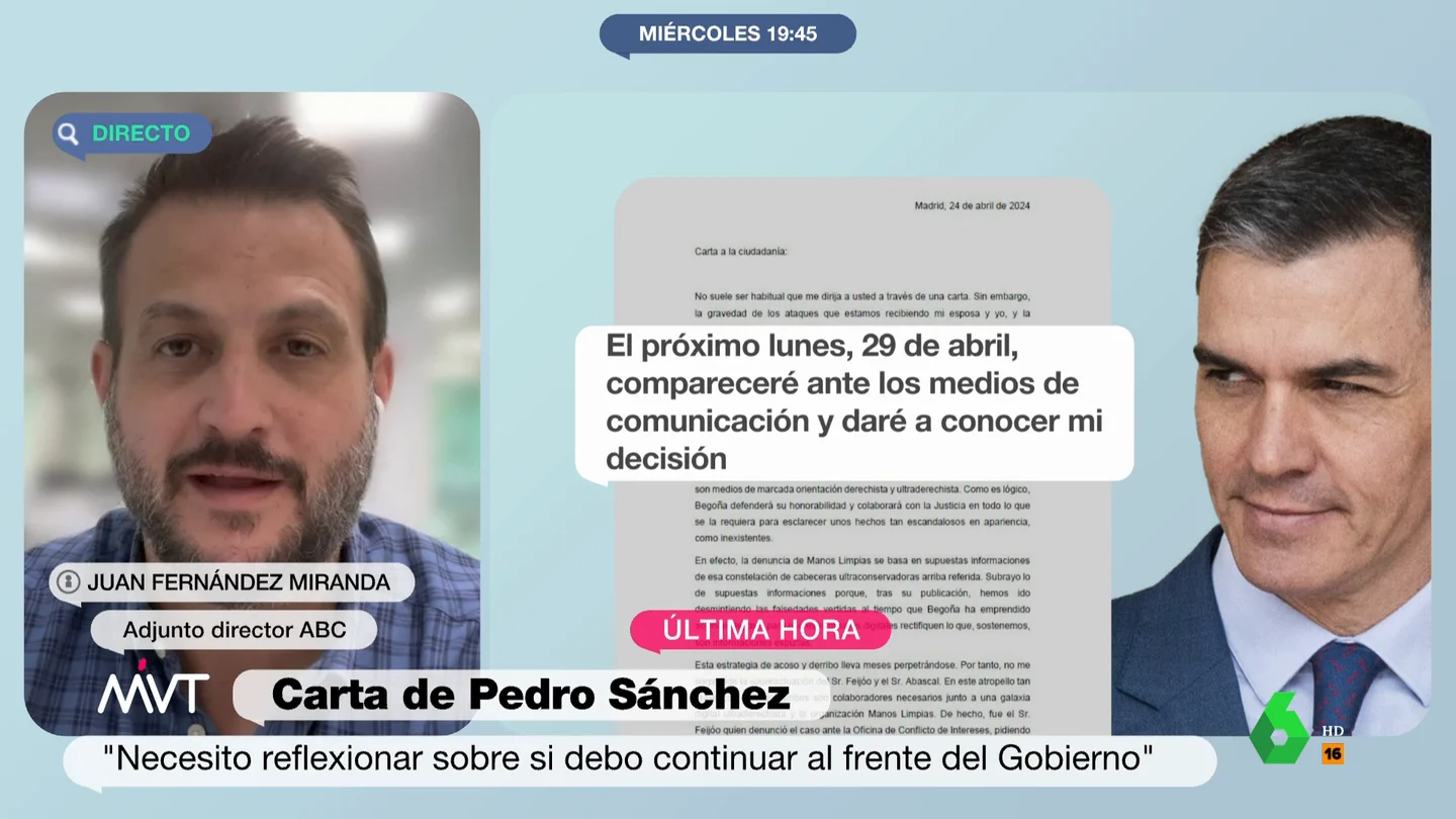Fernández Miranda, sobre la carta de Sánchez: "Es una estrategia, quiere llevarse a la ciudadanía" Fernández Miranda, sobre la carta de Sánchez: "Es una estrategia, quiere llevarse a la ciudadanía"