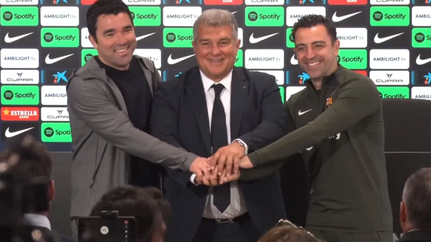 Deco, Laporta y Xavi Deco, Laporta y Xavi